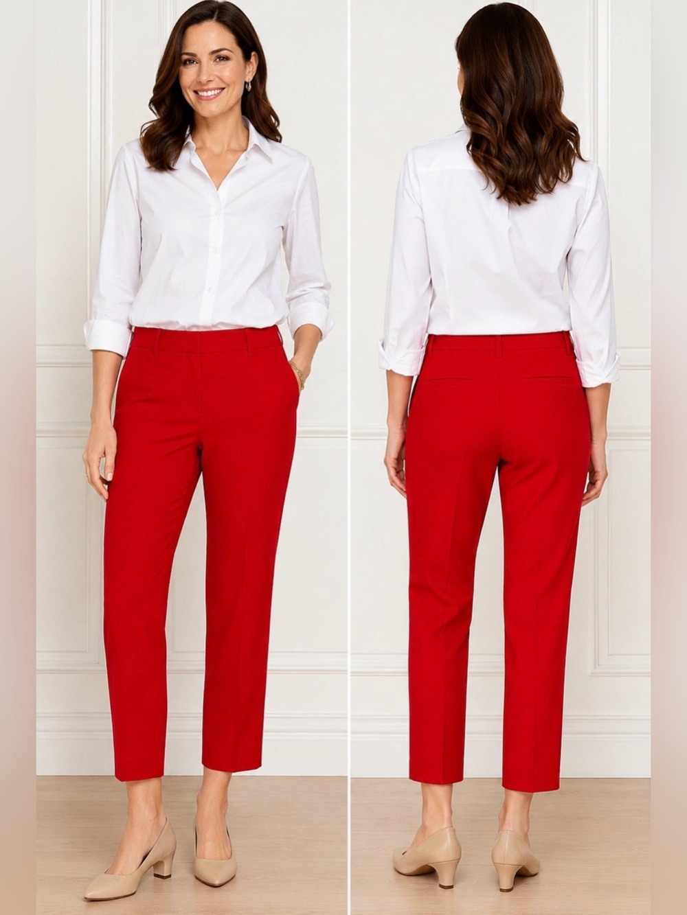 Talbots Southampton Pants Women’s 10P Red Straight Leg Career Office Stretch Pet